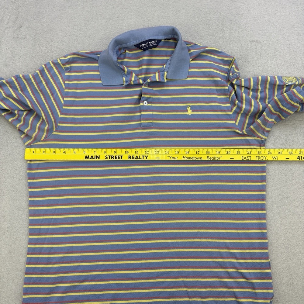 Vintage Polo Golf Polo Mens Large Blue Striped 90s Pima Cotton Pony Collared - Picture 7 of 10